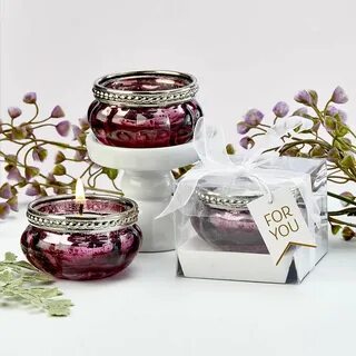 Burgundy Rose Vintage Mercury Glass Tealight Candle Holder i