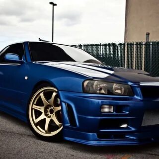 Скачать обои Nissan, skyline, blue, gtr, r34, раздел nissan 