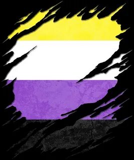 Nonbinary Pride Flag Ripped Reveal Digital Art by Patrick Hi