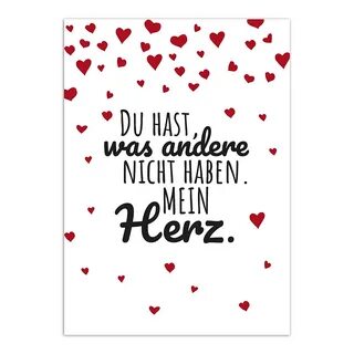 Postkarte Lieber Spruch mit Herzen/Moderne Karte mit Umschla