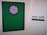 For dartboard backdrop - Players miss low more often than hi