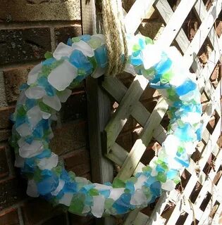 Love it! Foam Wreathe, sea glass and super glue! Sea glass c