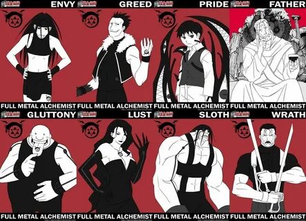 The 7 Homunculi and their character names. Fullmetal alchemi