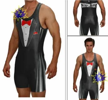 ✔ Одежда для борьбы TUXEDO wrestling singlet, custom text ar