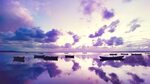 Скачать обои океан, лодки, вечер, ocean, purple sunset, разд