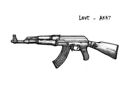 AK - 47 gun drawin art poster Painting by Kim Wang Fine Art 