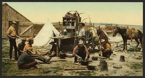 cowboy coffee time Old west, First color photograph, Wild we