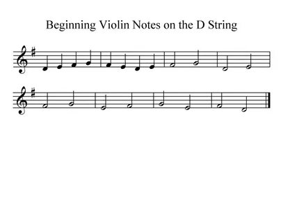 Beginning Violin Notes on the D String - Printable