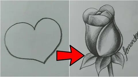 COMO DIBUJAR UNA ROSA 🌹 A PARTIR DE UN CORAZÓN ♥ - YouTube