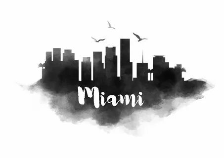Watercolor Miami Skyline Instagram highlight icons, City sky