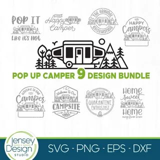 Pop Up Camper SVG Bundle Camping Bucket Cut Files for Cricut