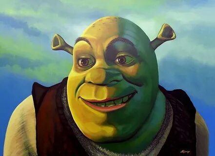 Shrek The Ogre Painting Canvas Print by PaulMeijering Canvas