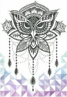 Ornate Owl - Hand inked and coloured Sleeve tattoos, Mandala