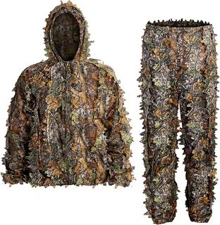 SCYLFEHDP Ghillie Suits, 3D Leafy Ghille Suit, Hooded Hunting Airsoft Camou...