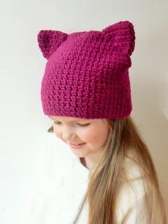 Cat Ears Hat Cat Beanie Pink Cat Hat Crochet Cat Hat Kitty E