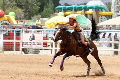 Bikini Barrel Racing Home Stretch Editorial Stock Image - Im