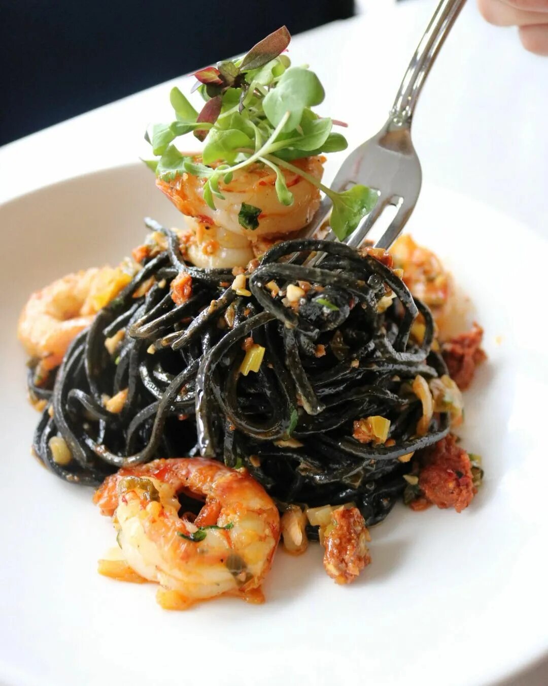 Spaghetti Nerone - Squid Ink Spaghetti, Aglio Olio w/ Nuda & Argentine ...