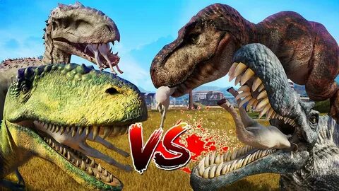 Tyrannosaurus Vs Indominus Rex Vs Spinosaurus Vs Carcharodon