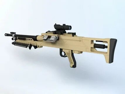 Barrett M240LW Machine Gun 3d model 3ds Max files free downl