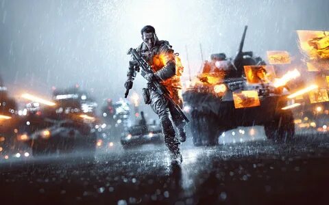 Battlefield 4 солдат бежит перед танками обои скачать беспла