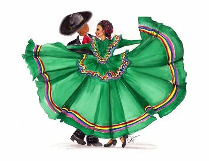 5 de Mayo green Mexican Jalisco dance skirt folklorico rodeo