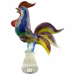 Vintage art glass Rooster figurine Murano Vintage art glass,