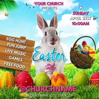 Salinan EASTER PARTY CHURCH FLYER TEMPLATE PosterMyWall