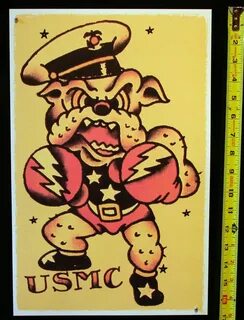 11 X 17 USMC Fighting Bulldog Jerry Style Flash Poster Print