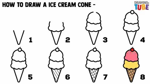 How To Draw Ice Cream Cone For Kids Step by step Drawings fo