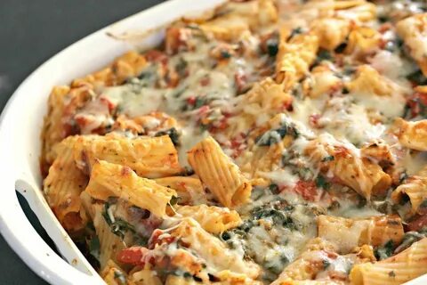 Chicken and Spinach Pasta Casserole Six Sisters' Stuff- take