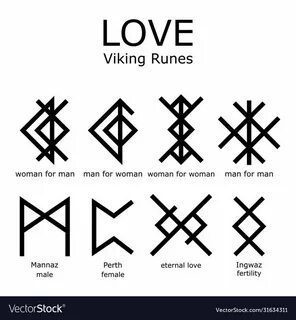 Love viking runes set bind runes vector image on VectorStock