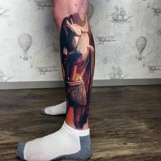 realistic-anubis-3d-mens-leg-sleeve-tattoos.jpg (600 × 600) 