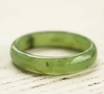 Genuine Jade Band Ring Nephrite Green Jade Ring Thin Simple 