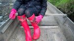 Red rain boots and raincoat fun time50 - YouTube