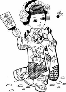 Asian girl coloring pages print