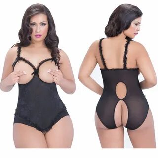 Ambre Open Cup Crotchless Teddy-Black Queen KKitty Products