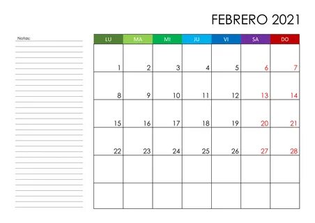 Calendario Del 2021 Febrero