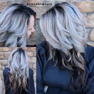 Shadow root silver hair by @massey07 Silver blonde hair, Hai