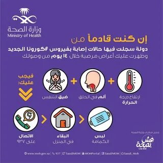 إرشادات الصحة السعودية للقادمين من دول بها اصابات كورونا - م