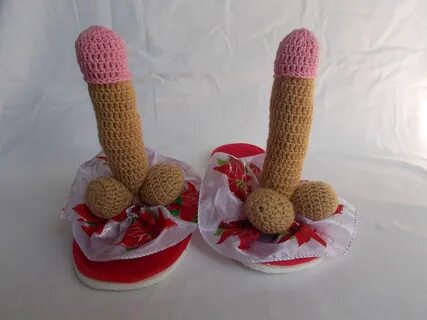 Funny Slippers With Crochet Penis Sexy Gift Bachelor Groom E