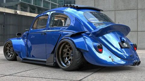 Old VW Beetle Gets RWB Kit and Rotiform Wheels, Looks Chubby