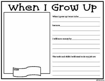 When I grow up worksheet Preschool worksheets, Printable les