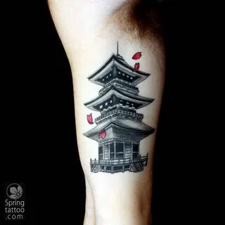 #pagoda #tattoo #קעקוע# פגודה Tattoos, Temple tattoo, Sleeve