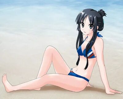 Safebooru - akiyama mio alternate hairstyle barefoot beach b