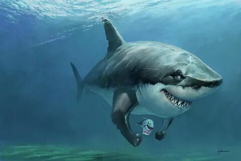 Lets Eat by Steve Goad Shark art, Great white shark drawing,