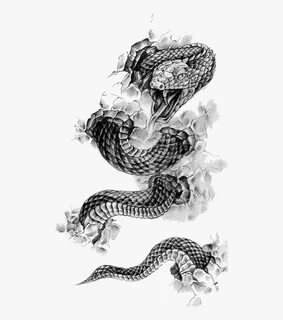Rattlesnake Tattoo Flash Black And Gray - Snake Tattoo Line 