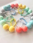 Pair of Large Hair Bobbles / Ball Hair Ties / Ponytail Holde