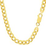 14k Yellow Gold Curb Hollow Chain Necklace, Width 5.5mm Fruu