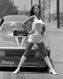 Big Boobs Barbara Roufs Drag Racing Team Female Pinup Model 