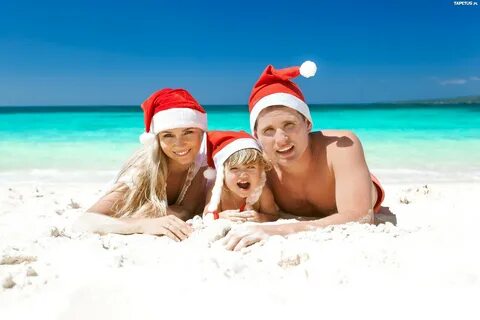 #819545 Men, Christmas, Sea, Beach, Three 3, Sand, Winter ha